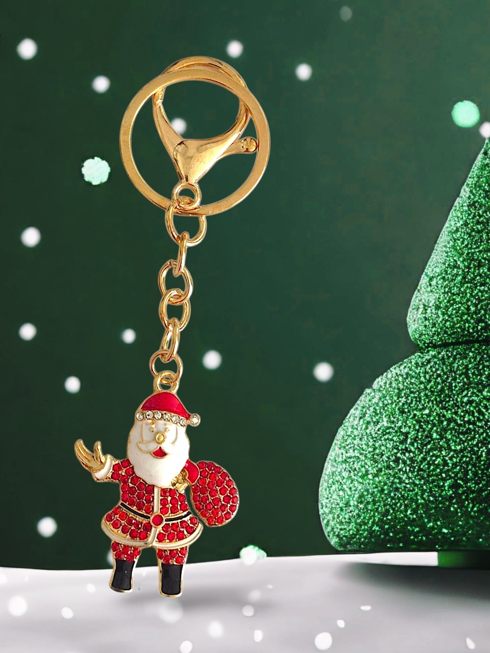 Festive Gold Santa Bag Charm / Keychain